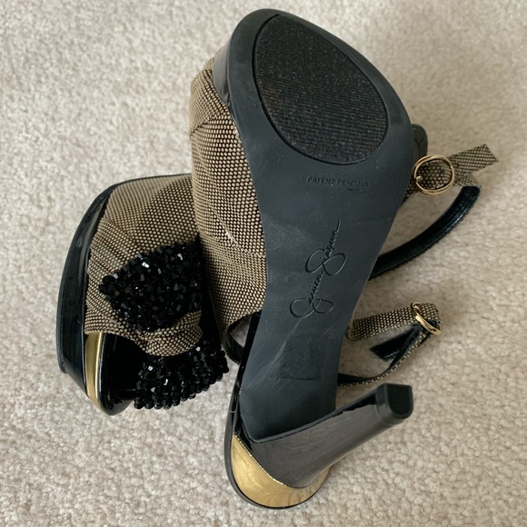 Jessica Simpson Gold and Black Heels - Picture 4 of 5